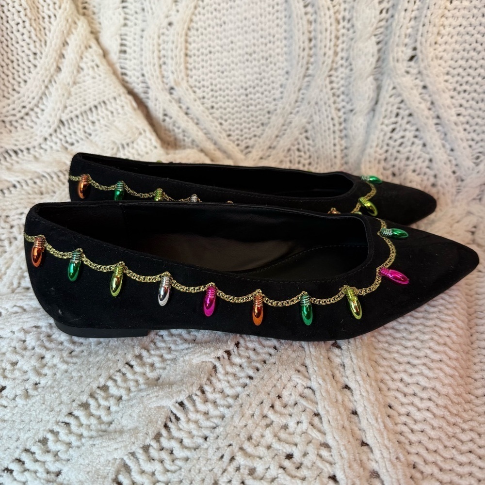 Katy PerryThe Hollie Christmas Black Faux Suede Ballet Flats Size 6.5 - Picture 2 of 6